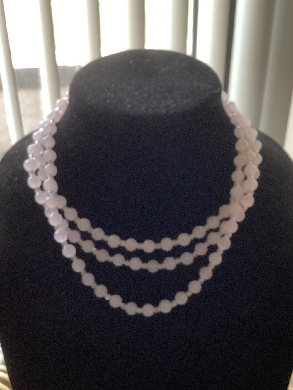 Rose Quartz Three-Strand Beaded Necklace - Pink